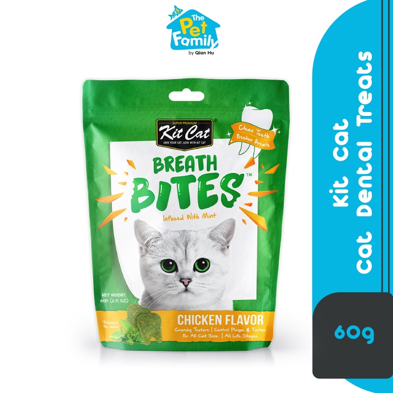 Kit Cat Dental Treats Mint Breath Bites Chicken Flavor for Cats 60G TPF