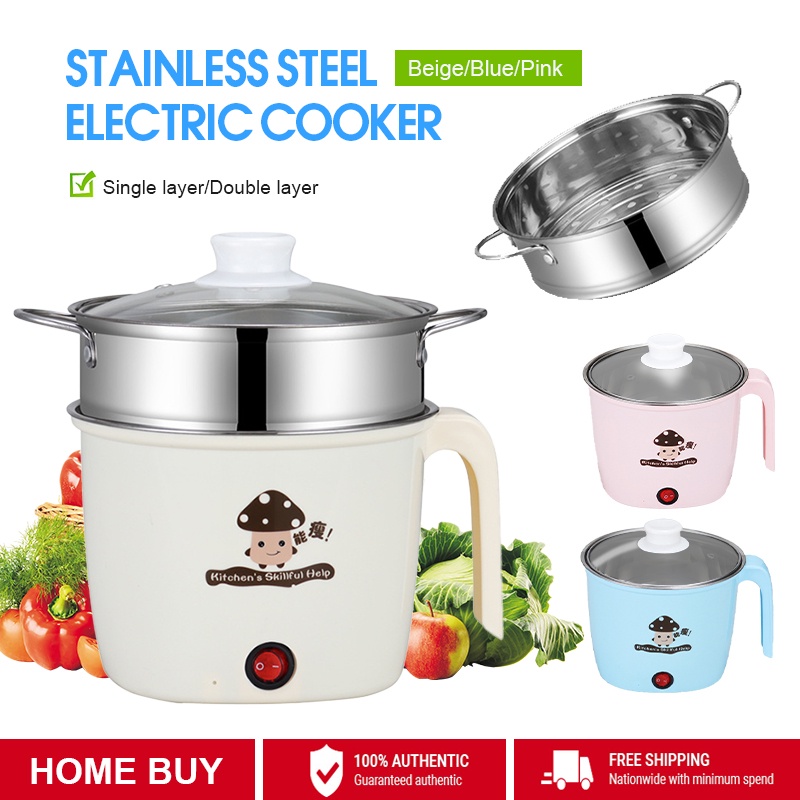 1.8L Stainless Steel Mini Rice Cooker, Multi Cooker With Steamer Pan
