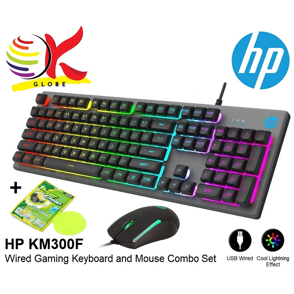 HP KM300F WIRED USB GAMING KEYBOARD AND MOUSE COMBO WITH LED BACKLIGHT