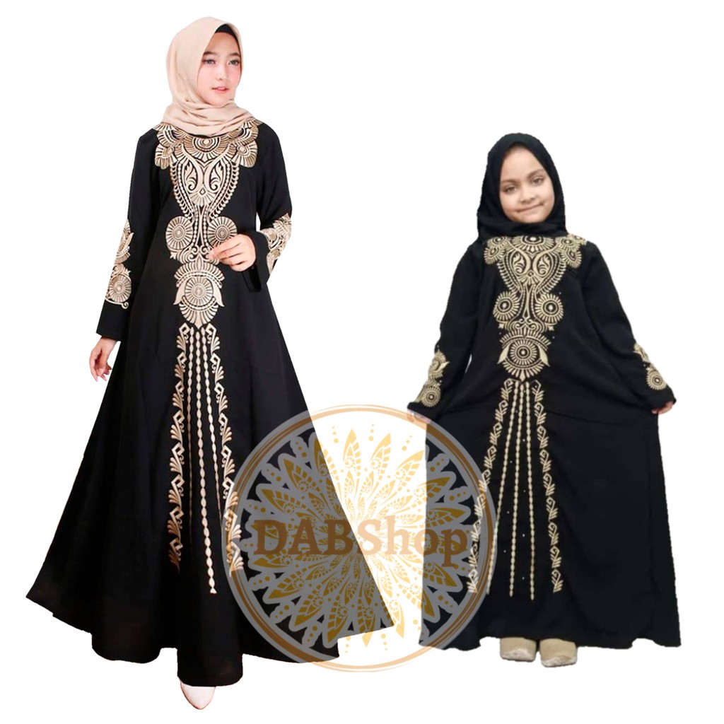 HITAM Abaya Black Robe Couple Mother Child Embroidery Nadia Suit mom