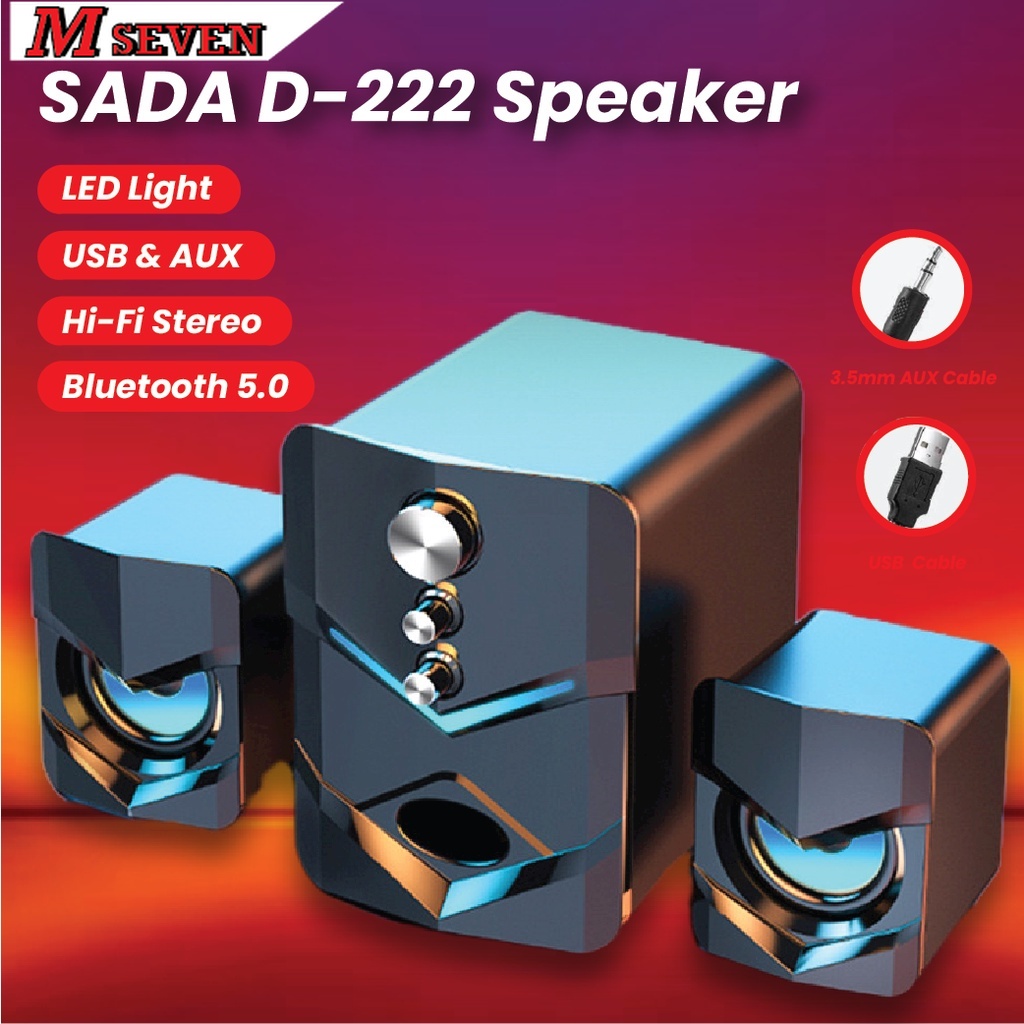 SADA D222 3 in 1 Home Speaker Set 3.5mm Wired Computer PC Speaker USB