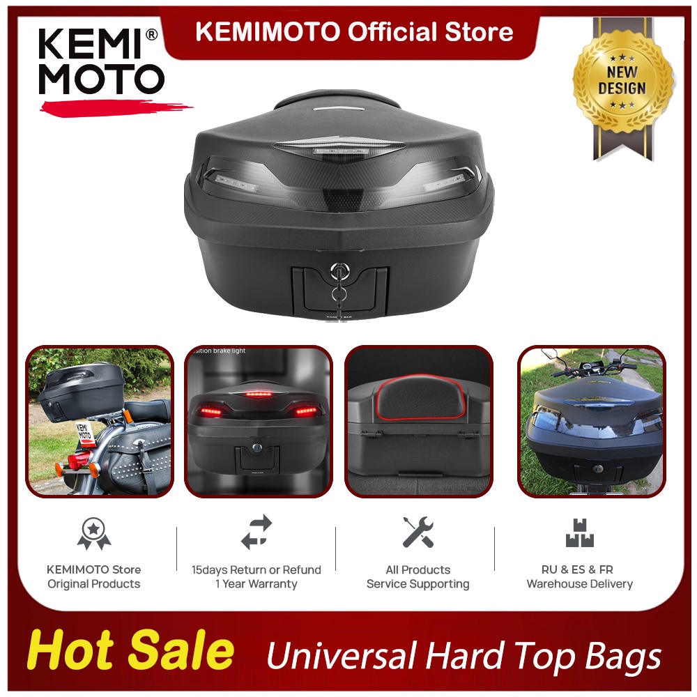 KEMIMOTO Universal 48L Secure Latch Motorcycle Rear Cargo Trunk Scooter
