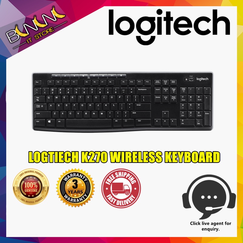 Logitech K270 Wireless Keyboard for Windows, 2.4 GHz Wireless, Full