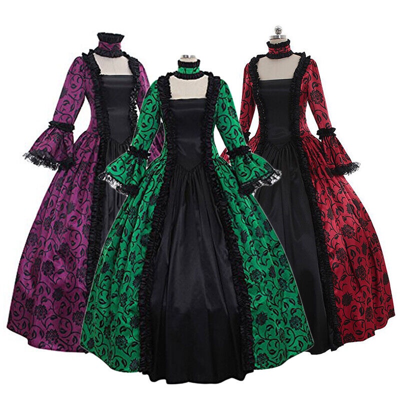 5XL Women Halloween Vintage Gothic Victorian Renaissance Witch The