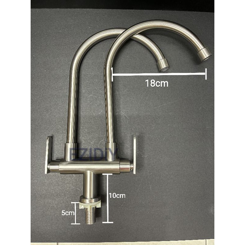 SUS304 STAINLESS STEEL DOUBLE PILLAR SINK TAP KITCHEN FAUCET Shopee
