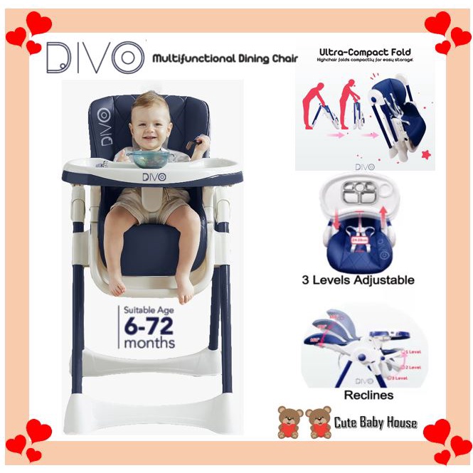 [Ready Stock] DIVO Multifunctional Adjustable Dining High Chair