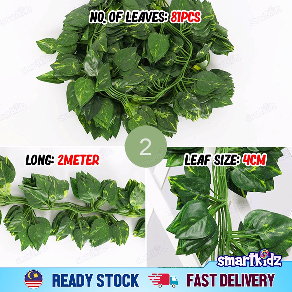 [1pcs] 2.12.3M Artificial Plant Leaves Hanging Ivy Green Leaf Daun