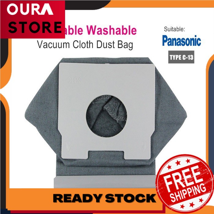 🔥Ready Stock🔥 Panasonic TYPE C13 Vacuum Dust Bag, Reusable Washable Vacuum Cleaner Cloth Dust