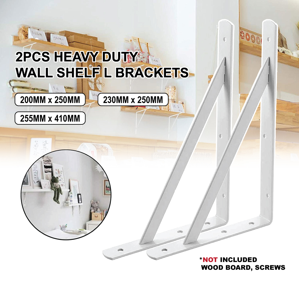 Heavy Duty Wall Shelf Corner White L Brackets 2pcs Racking Shelving
