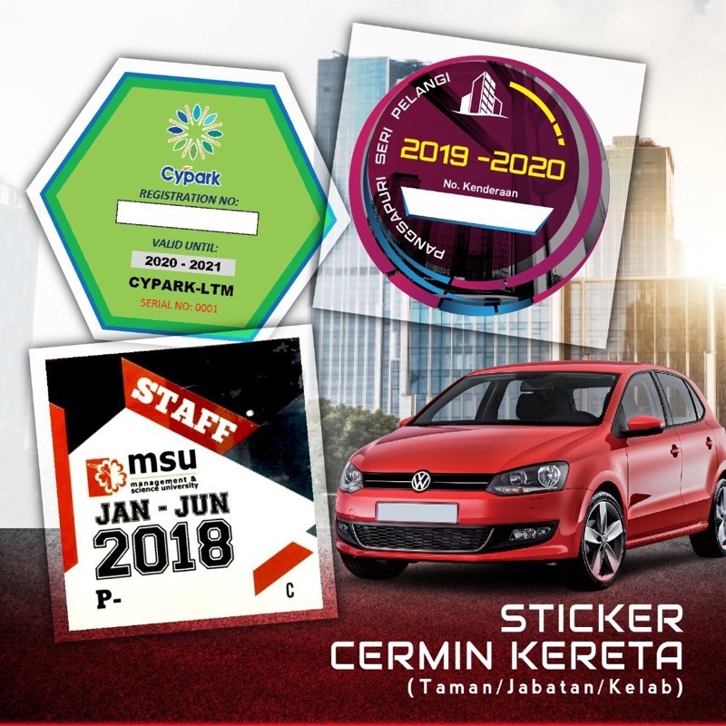 Sticker Cermin Kereta , Sticker Windscreen Kereta (Taman /Jabatan