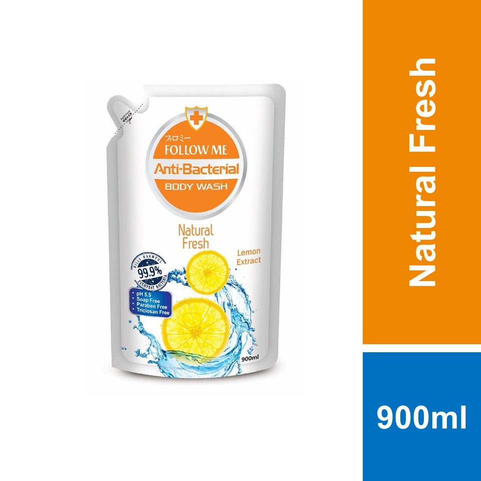 Follow Me AntiBacterial Body Wash Refill Pack Natural Fresh (900ml