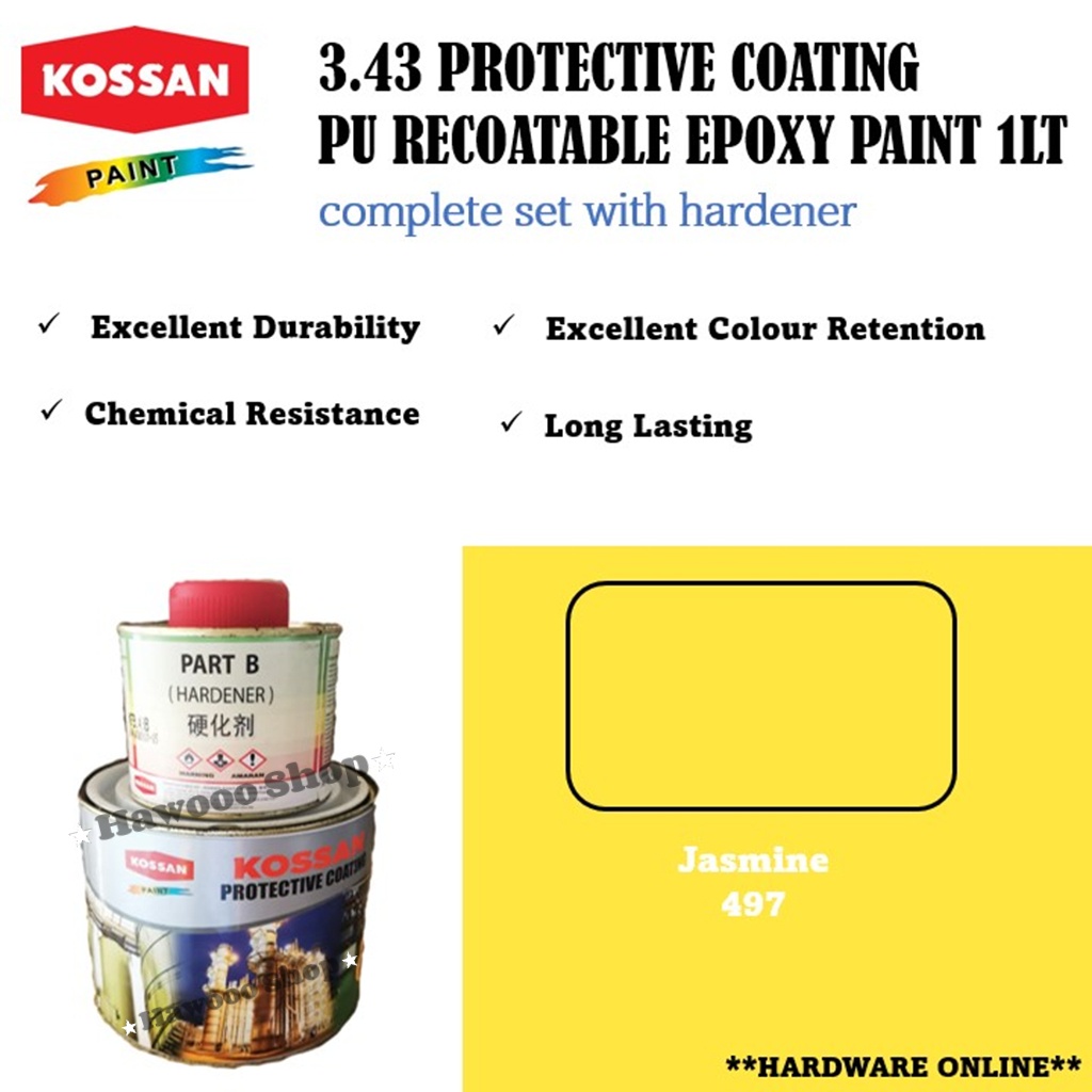(JASMINE) 1LT KOSSAN PAINT PU PAINT EPOXY PU 3.43 FOR METAL/FLOOR/BOAT