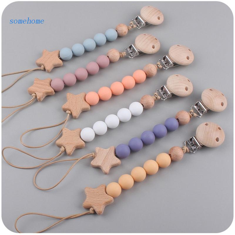 SOME Pacifier Clips Baby Girl Pacifier Holders Silicone Clip with Teething Beads Soother Chains