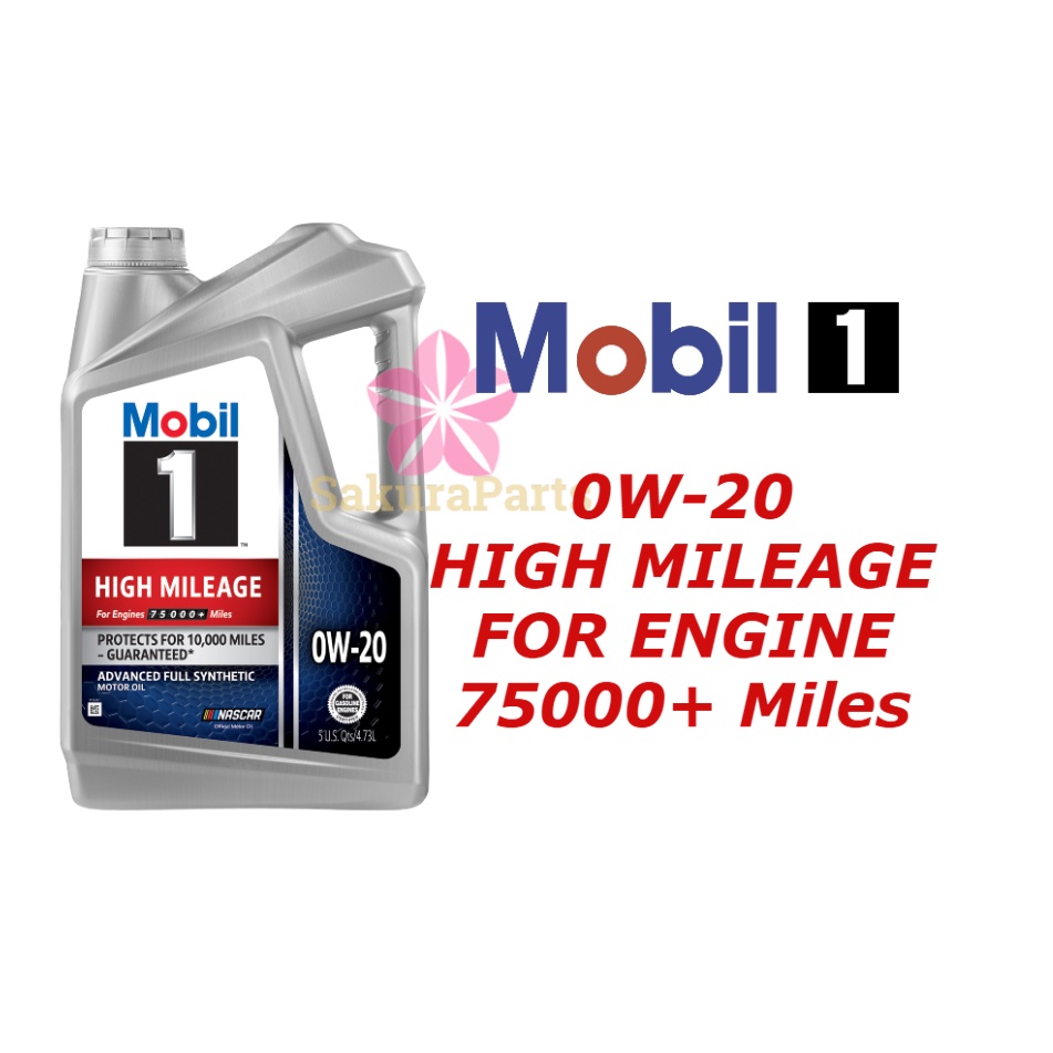 Mobil 1 High Mileage 0w20 Fully Synthetic Engine Oil 4.73L (ORIGINAL
