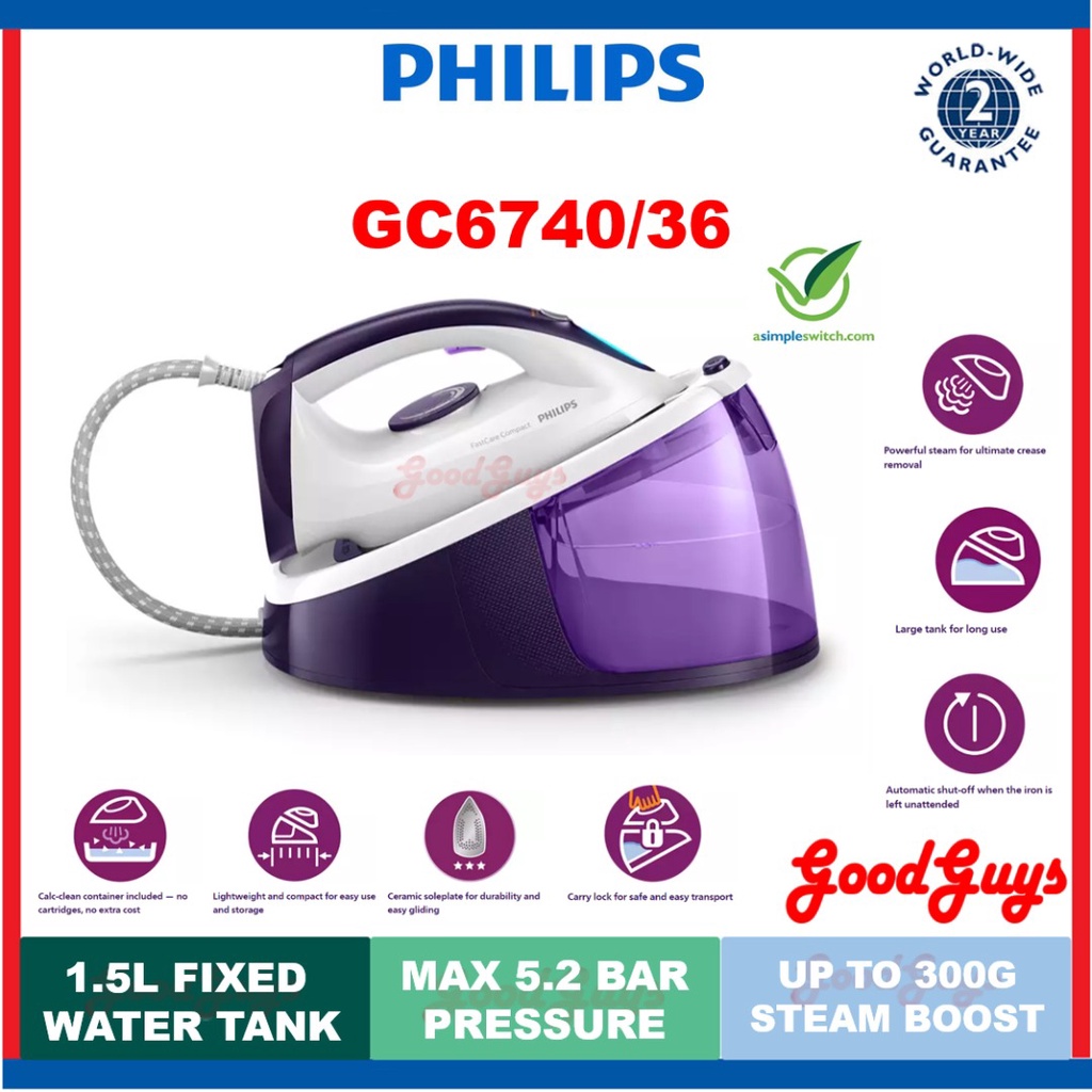 PHILIPS GC6740 FASTCARE COMPACT STEAM GENERATOR IRON 2400W GC6740/36