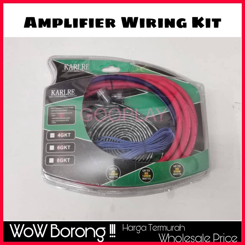 Car Kit Amplifier Amp Audio Sound Speaker Woofer Cable Wire+Power Line