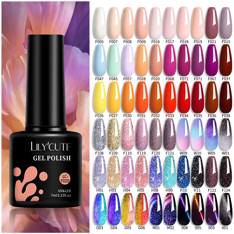 LILYCUTE Glitter Gel Nail Polish Spring Colors Glitter Sequins Soak Off