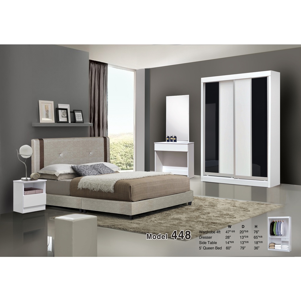 Queen Bedroom Set Queen Bed Frame 8Inch Foam Mattress Wardrobe Dressing