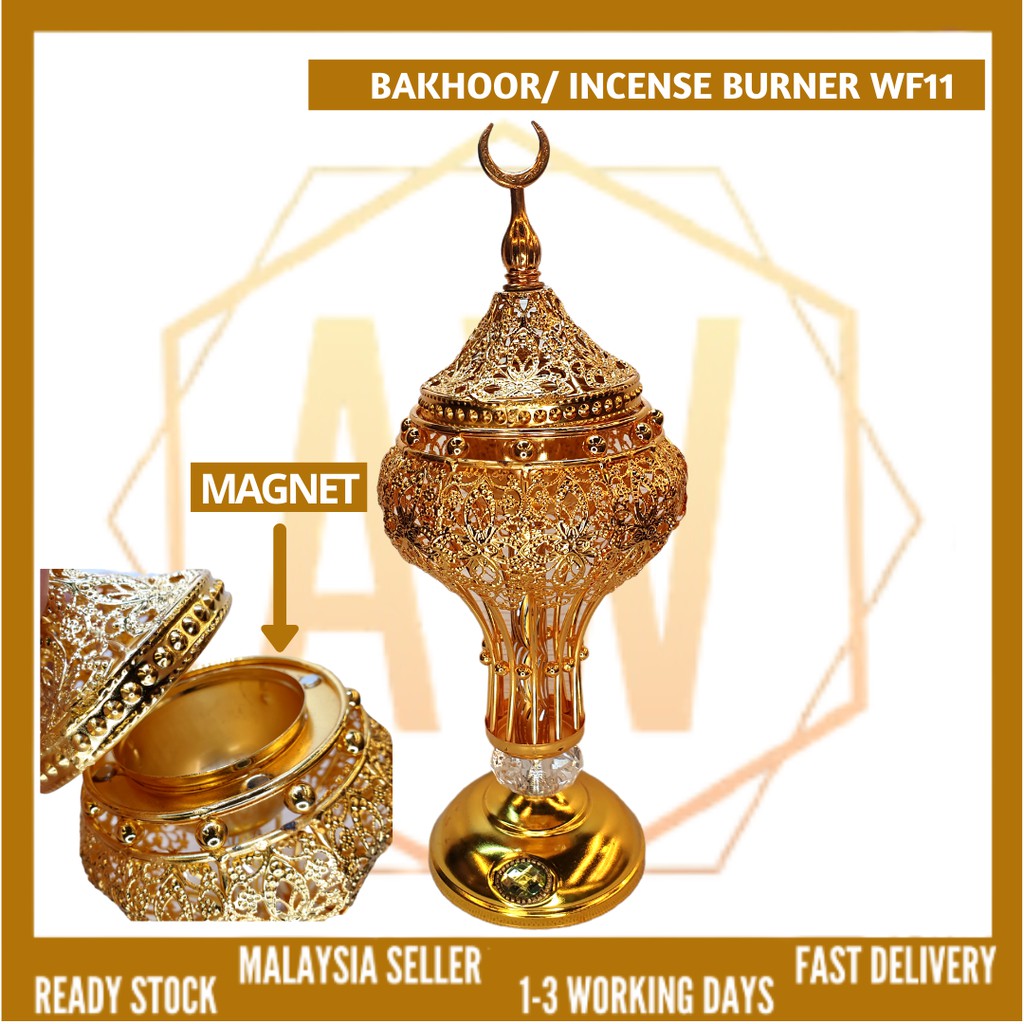 Bakhoor Mabkhara Incense Burner Metal with Lid Positive Energy