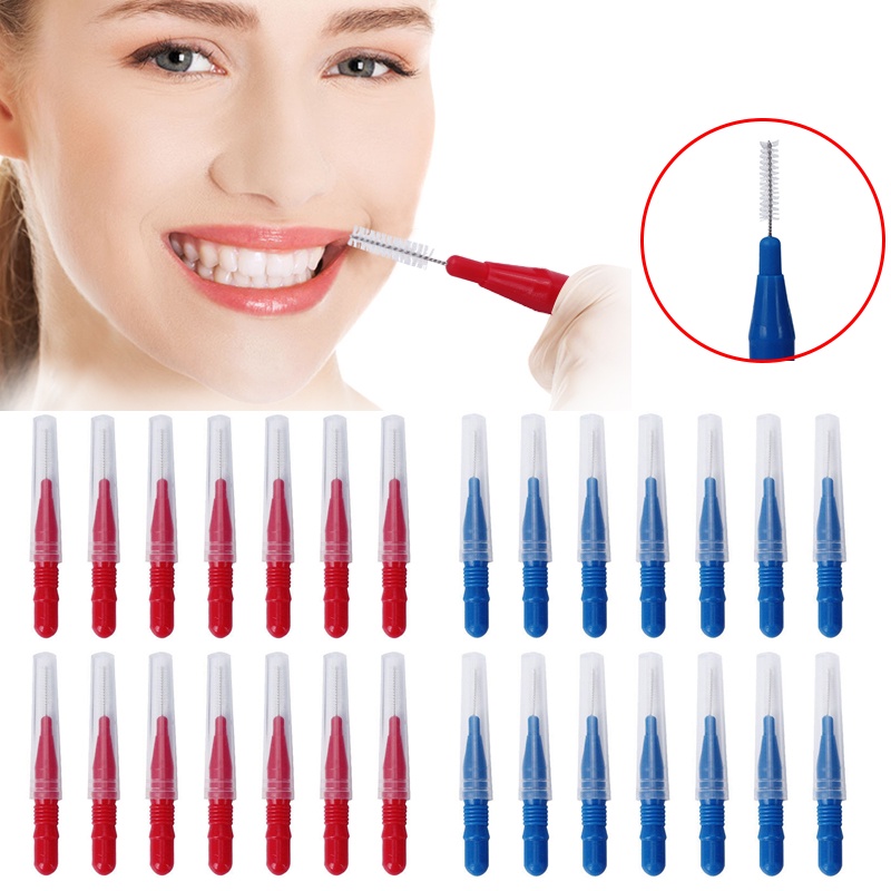 50pcs Dental Ortho Interdental Brush Floss Sticks Tooth Floss Teeth