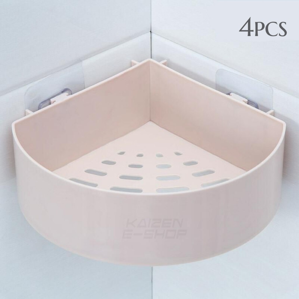 Bathroom Wall & Corner Mounted Sticky Shelving Storage Rack shampoo