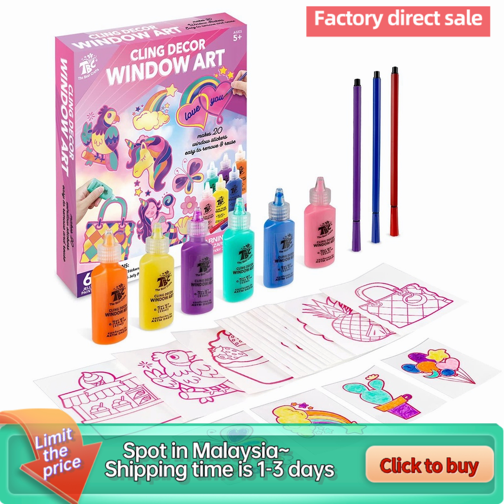 TBC The Best Crafts Glitter Window Art for Kids, DIY Stained Glass