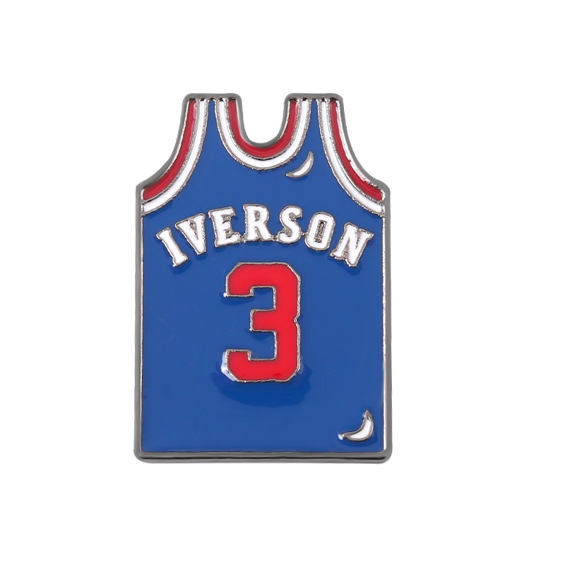 Basketball Player Jersey Enamel Lapel Pins Red Blue Jersey Badge Brooches Jewelry for Backpack