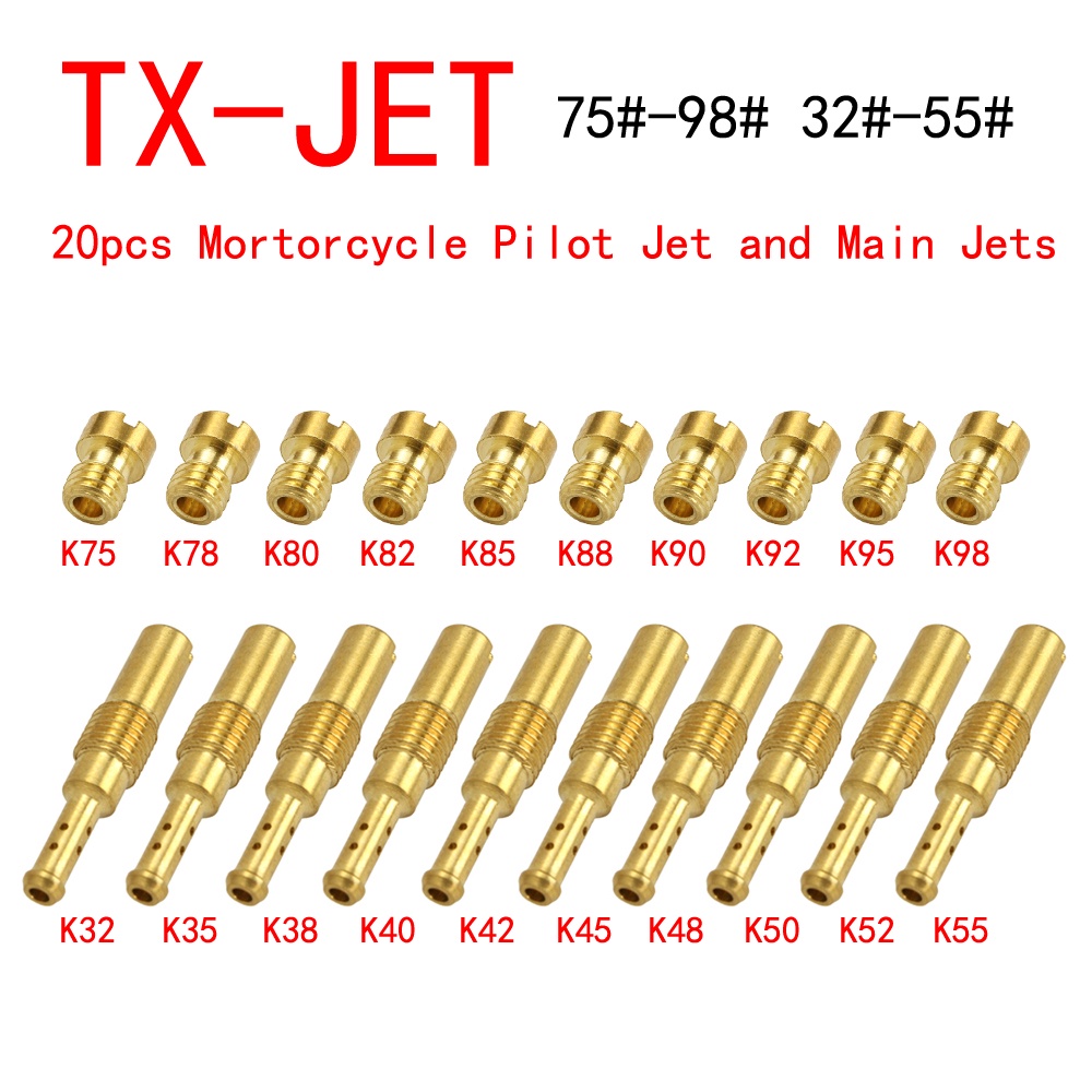 20Pcs Set Mortorcycle Slow/Pilot Jet Scooter Main Jets For Keihin Mikuni PWK PE NSR OKO CVK