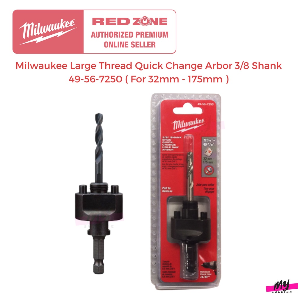 Milwaukee Large Thread Quick Change Arbor 3/8 Shank 49567250 ( For