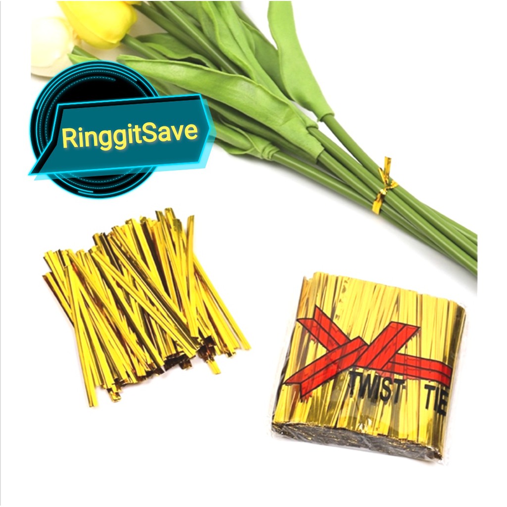 Pembungkusan Tali Leher Gold Color Craft Twist Ties Packaging Rope Wire