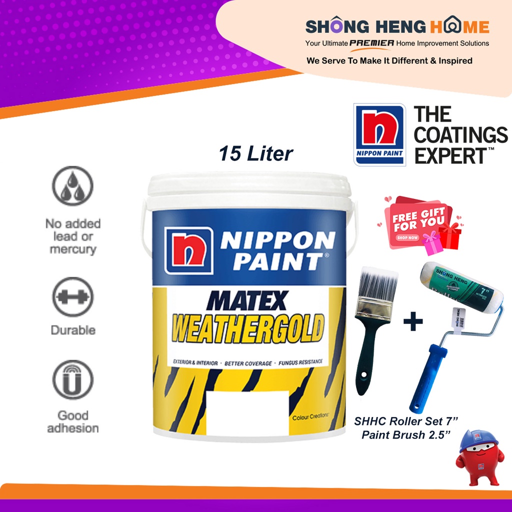 15L Nippon Paint Matex Weathergold Exterior Wall COLOR OPTION [ANY