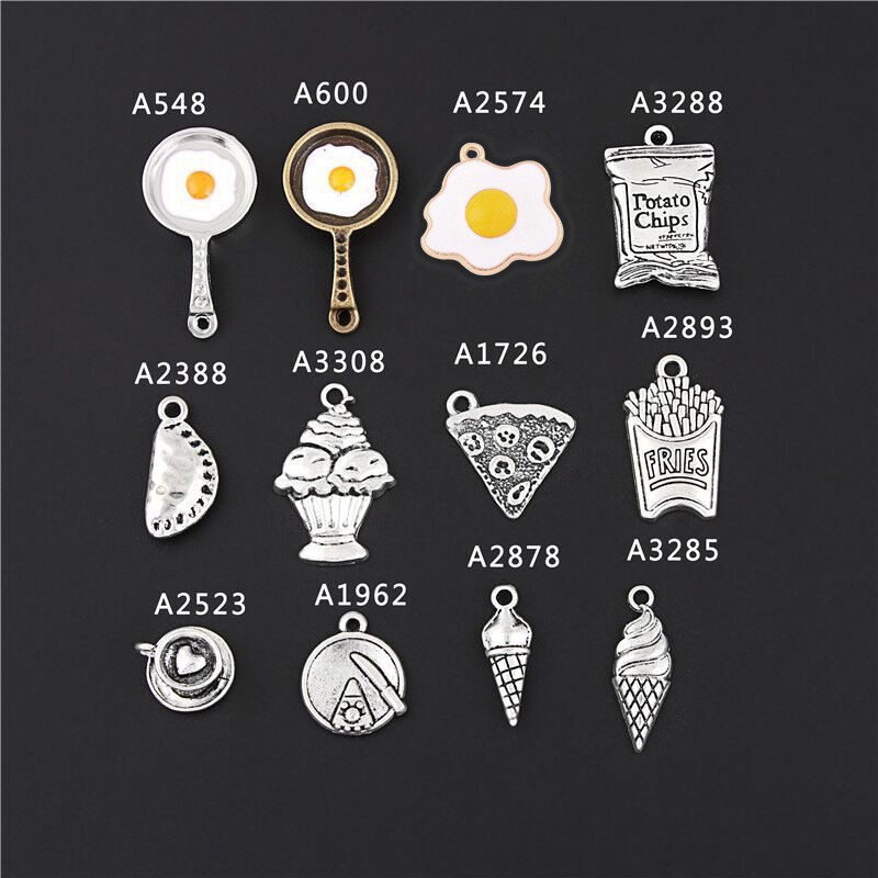 10pc Antique Sliver/Bronze Potato Chips Charms Daily Snack Food Pendant