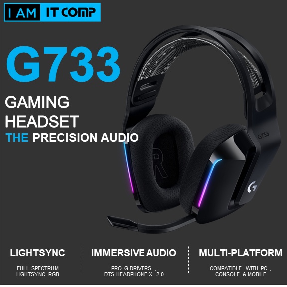 Logitech G733 LIGHTSPEED Wireless RGB Gaming Headset , Blue Voice Technology , ProG Audio
