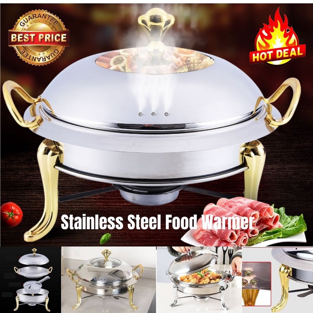 [Ready Stock]Stainless Steel Buffet Royal Gold Set 26cm Round Chafing