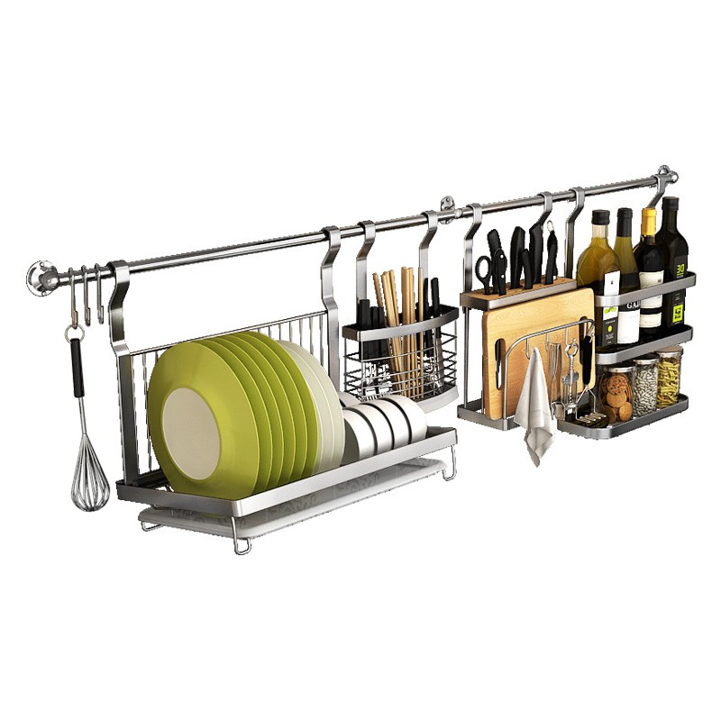 ♣Yue IKEA Stainless Steel Kitchen Shelves Storage Supplies Wallmounted