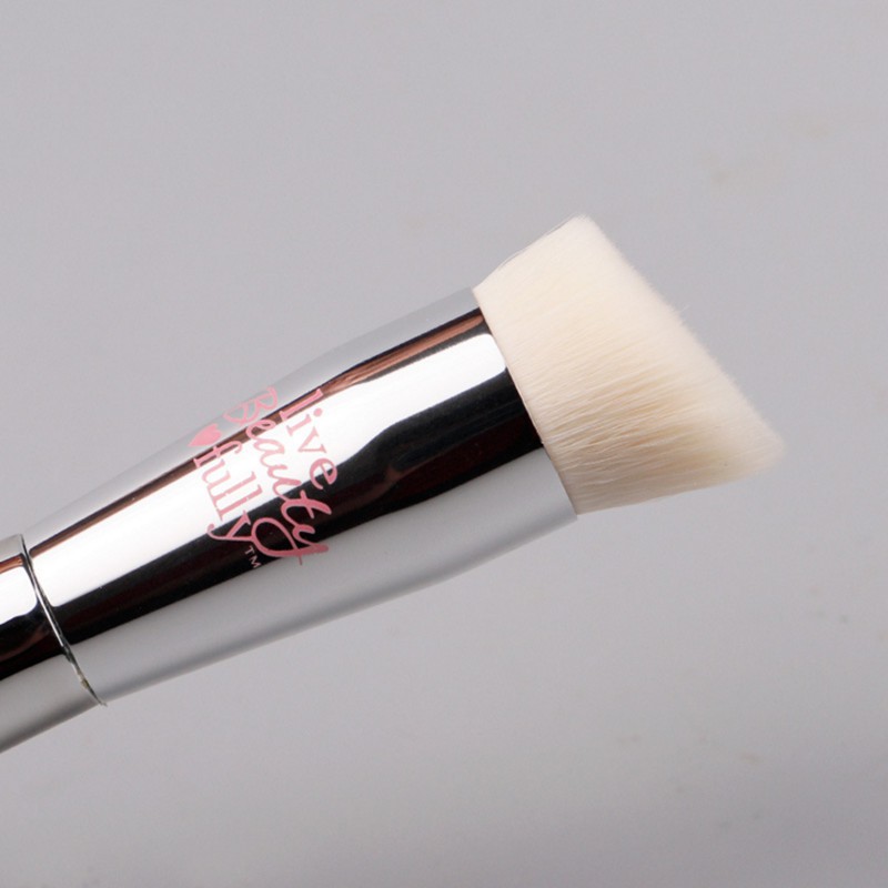 Professional Angled Flat Top Foundation Brush It Cosmetic Silver