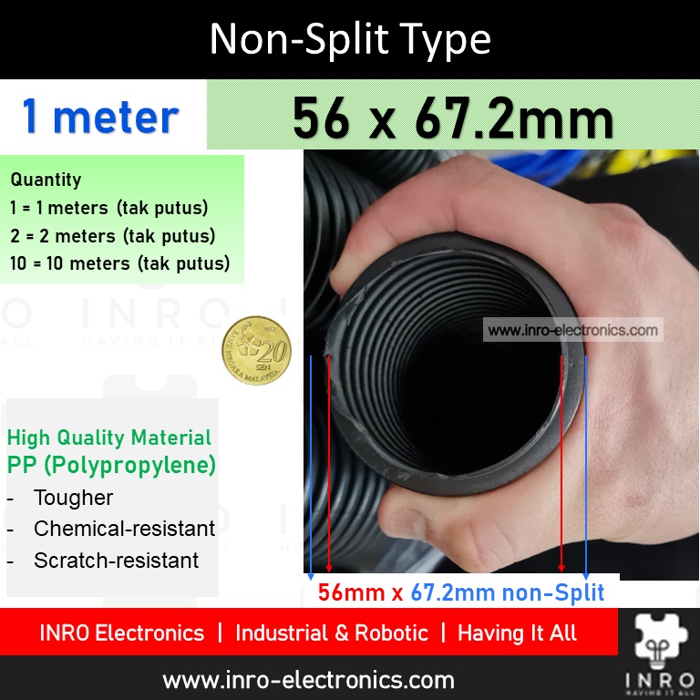 [1 meter] 56 x 67.2m, Flexible Corrugated PVC Conduit, Ducting, Pipes
