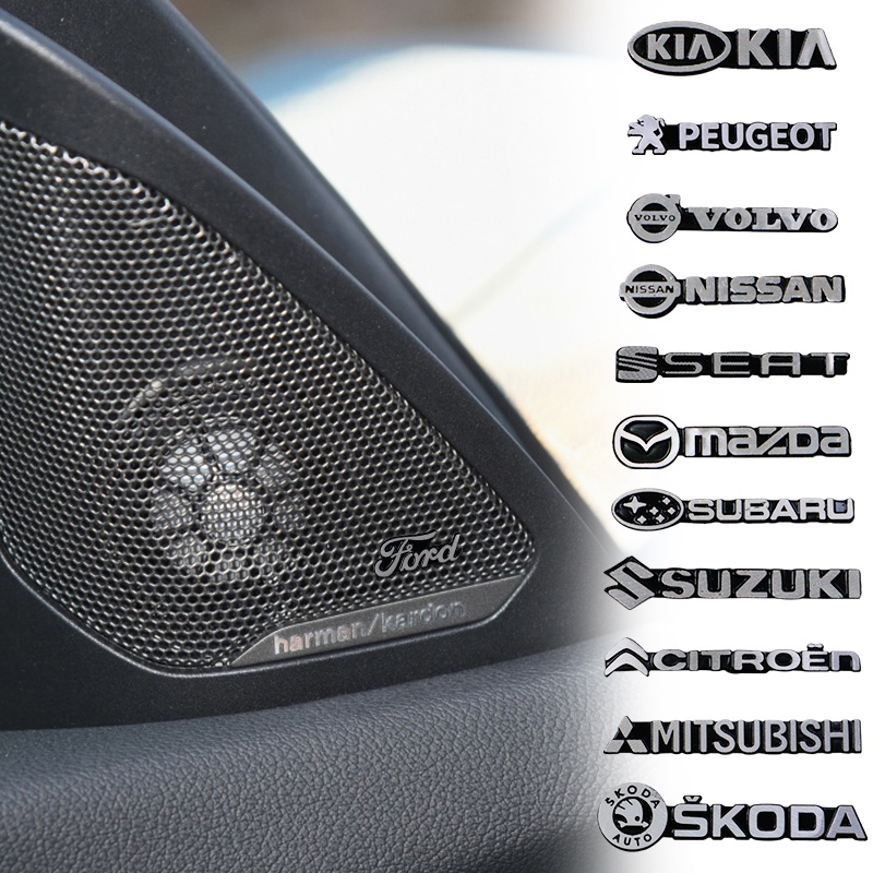4pcs/10pcs Aluminum Car Audio Sticker 3D Car Emblem Speaker Sticker Car Interior Sticker for