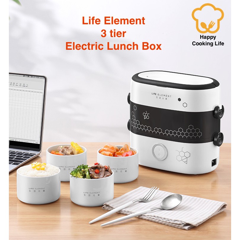 【Promo】Life Element 3 tier Electric Lunch Box Rice cookerTravel