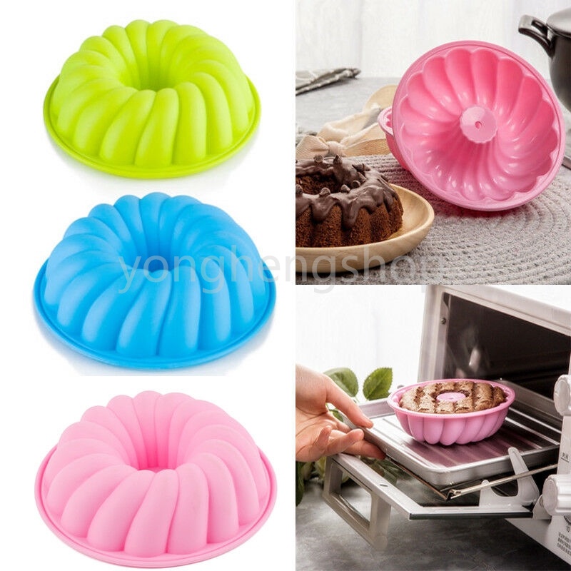 Round Spiral Shaped Silicone Cake Mold Pan DIY Muffin Jelly Chocolate