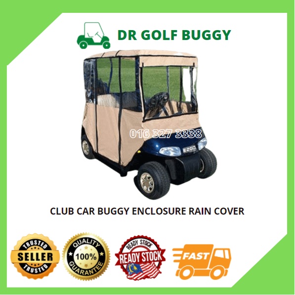 GOLF CART/GOLF BUGGY ENCLOSURE RAIN COVER, ALL WEATHER DELUXE 4SIDED FOR 2 PASSENGER CAR