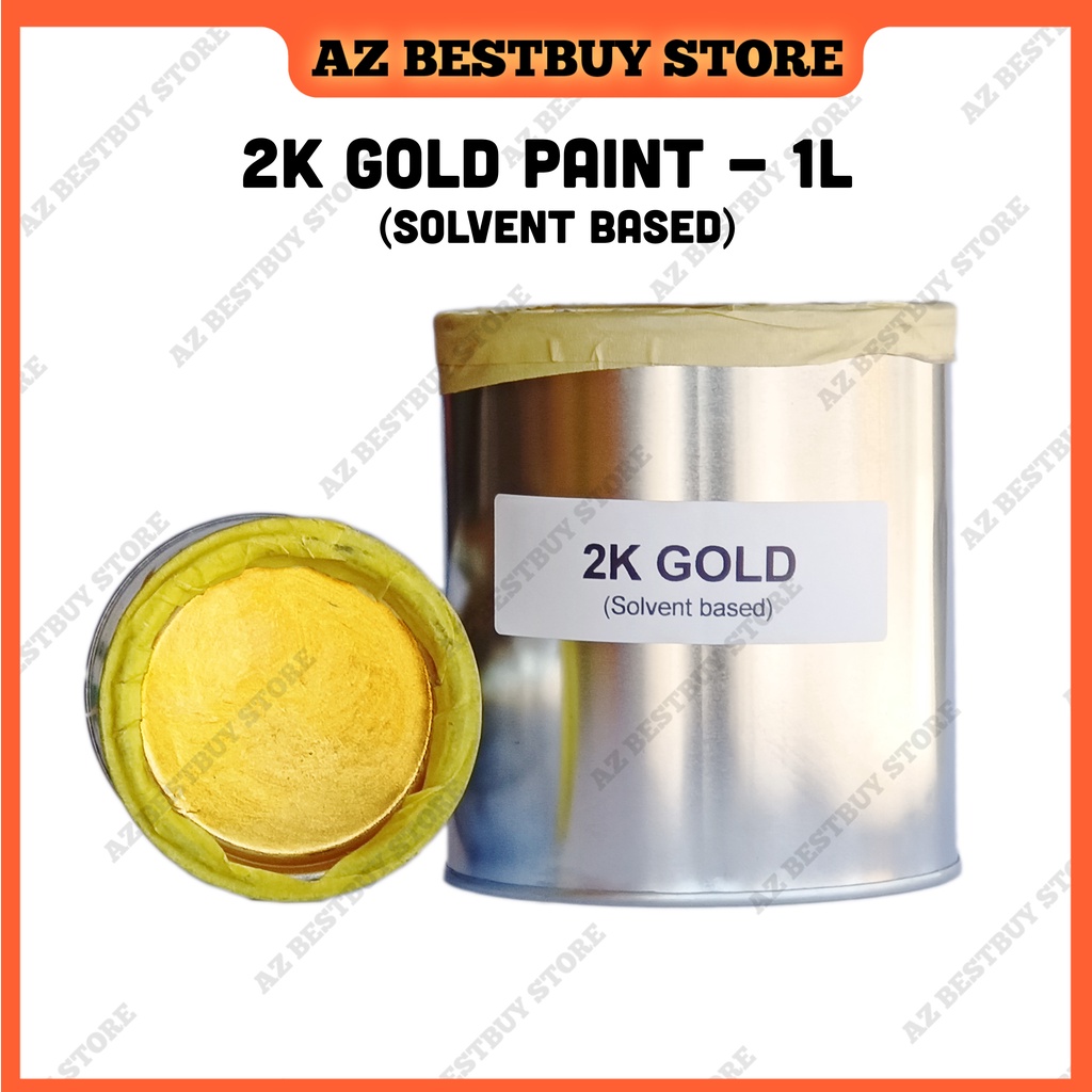 [250ml & 1 Liter] 2K Gold Paint for Wood and Metal Cat Minyak Warna