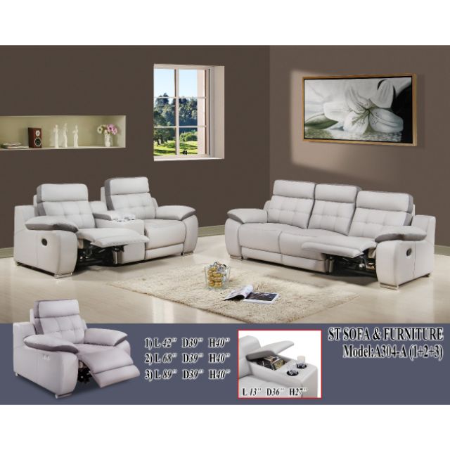 Recliner Sofa set 1+2+3 adjustable recliner high quality casa leather