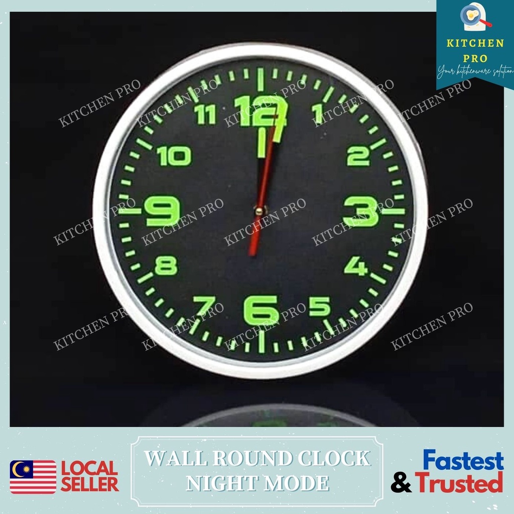 𝐊𝐈𝐓𝐂𝐇𝐄𝐍 𝐏𝐑𝐎 Florescent Light Round Clock 30CM / Night Glow In The