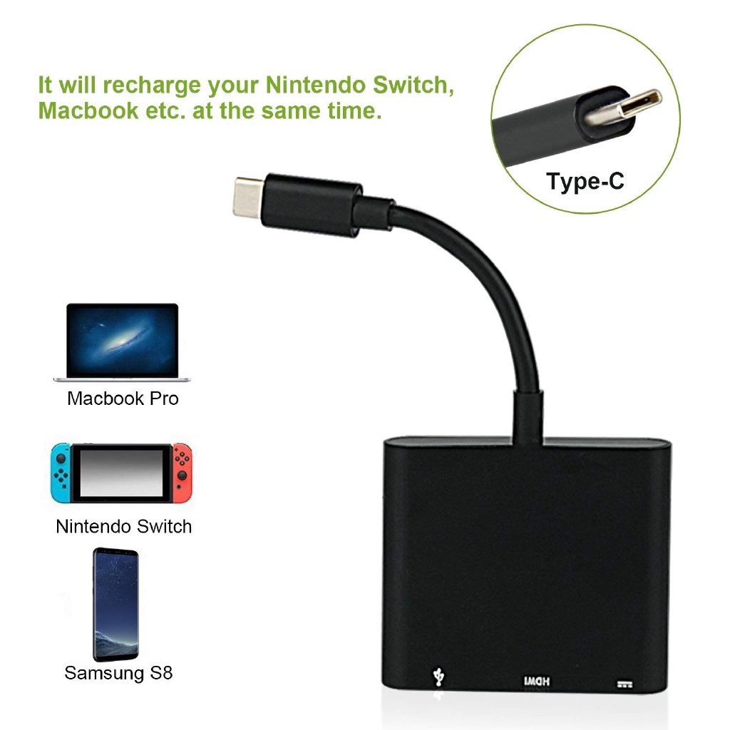 HDMI USB C Hub Adapter Nintendo Switch, 1080P Type C to HDMI Converter Dock Cable Nintendo