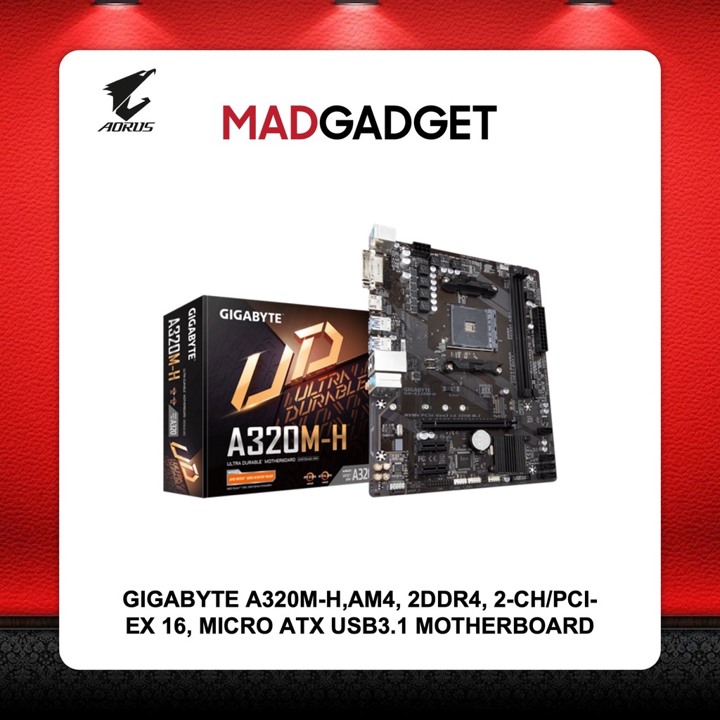 GIGABYTE A320MH,AM4, 2DDR4, 2CH/PCIEX 16, MICRO ATX USB3.1