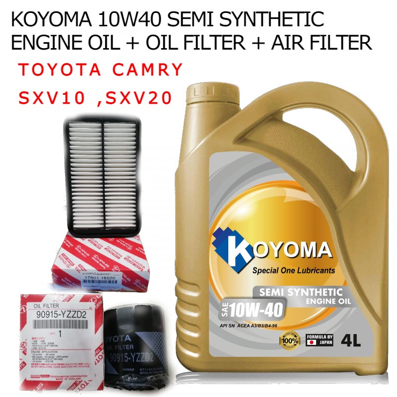 TOYOTA CAMRY SXV10 SXV20 OIL FILTER + AIR FILTER + KOYOMA 10W40 SEMI