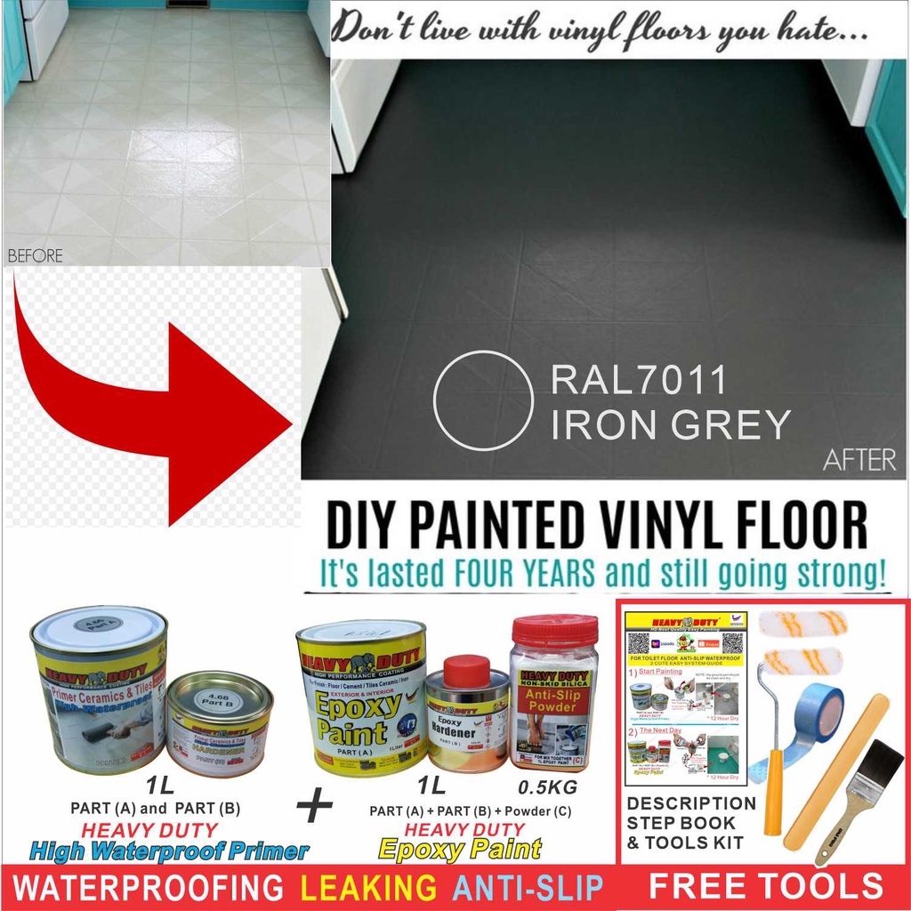 RAL7011 / ( FULL SET EPOXY PAINT HEAVY DUTY ) TOILET TILES FLOOR ( 1L