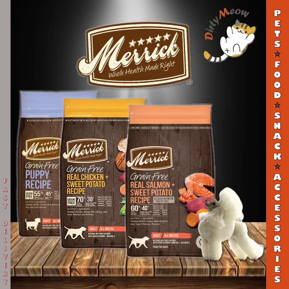 Merrick Grain Free Dry Dog Food 1.8KG (Salmon,Chicken,,Puppy) Shopee