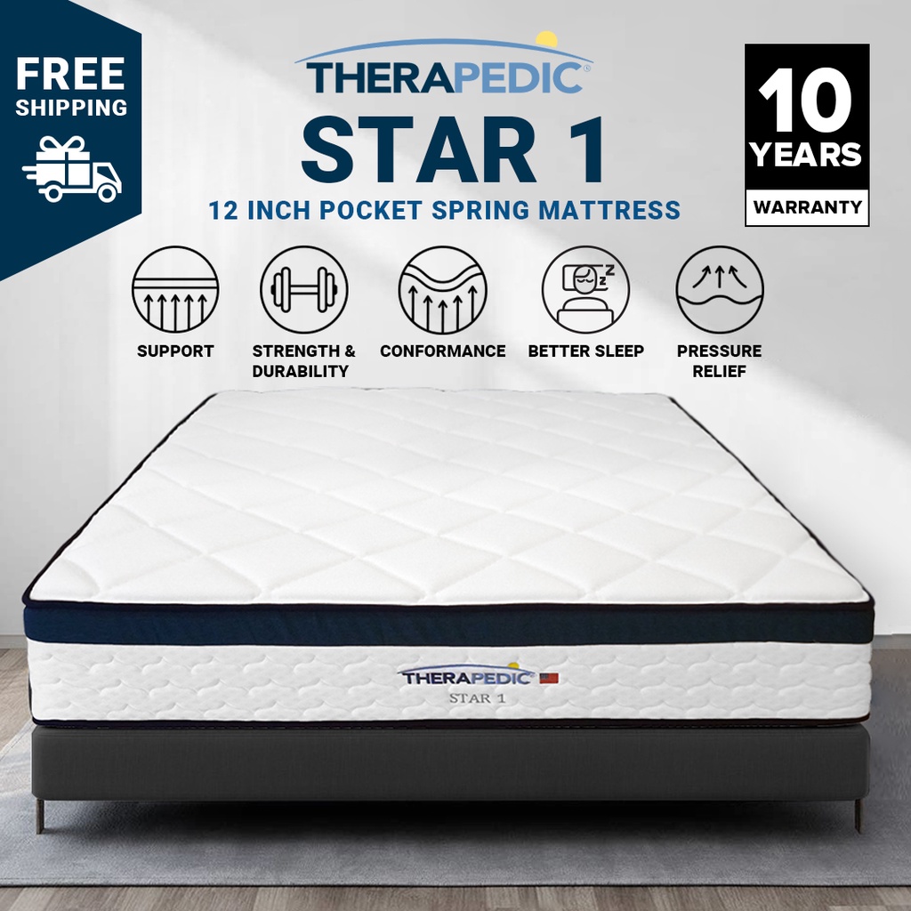 Therapedic USA "Star One" 6 Layers Pocket Spring Mattress with Euro Top